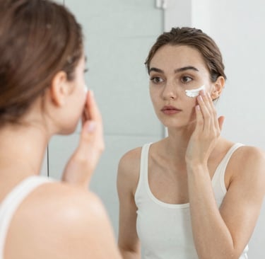 A happy customer wearing Atelier Lumina clothes walking confidently through a city street.