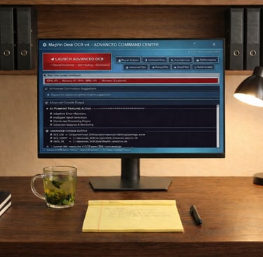 MagVin Desk v4 interface surfacing system controls, paths, and hardware monitoring