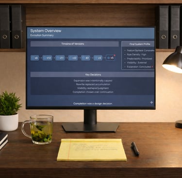 Visual overview of MagVin Desk v0 to v5 showing the evolution of a personal archive system