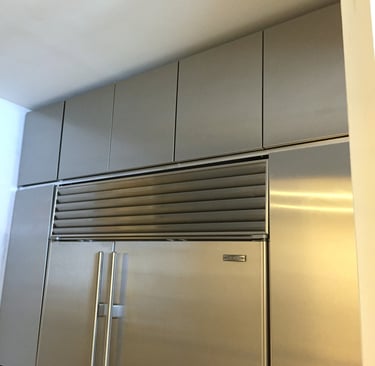 Custom stainless steel cabinets for residential use.