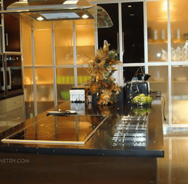 High-end cabinets with glass-front elements