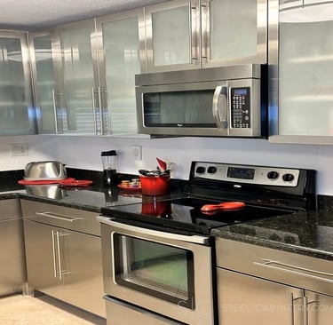 Tailored Steel cabinets combining with glass doors