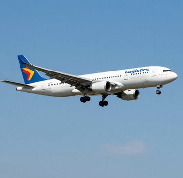 White Logistics cargo airplane landing.