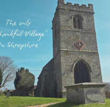 A historic stone church tower in Harley, Shropshire, the county's only Thankful Village.