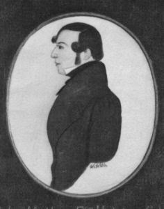 Vintage side profile portrait of Jack Mytton in a black Victorian suit within an oval frame.