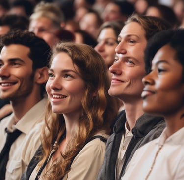 A close-up of four microphones arranged in a semi-circle, ready for a cappella singing.