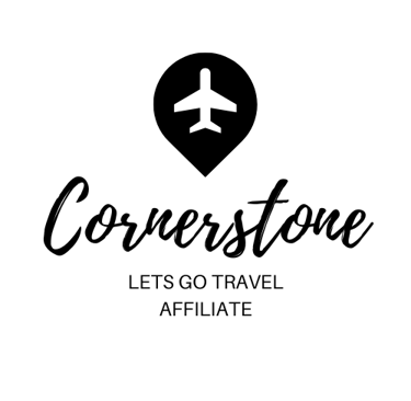Cornerstone Lets Go Travel Affiliate logo with an airplane icon inside a location pin.