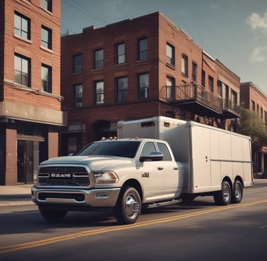 A clean, modern truck loaded with debris ready for removal in a residential area.