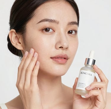 Woman holding her cheek with a small breakout on her chin