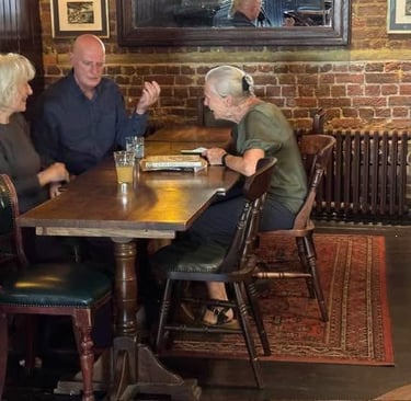 Rehearsing scene in Wapping riverside pub
