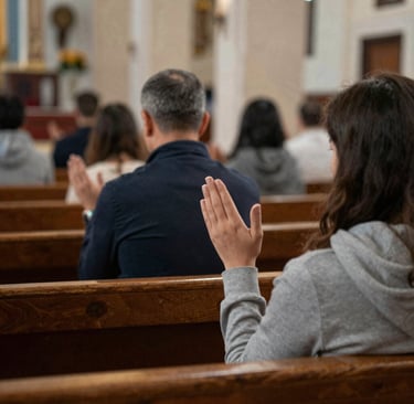 Pastor Román Urióstegui warmly greeting families as they arrive for the Wednesday prayer meeting.