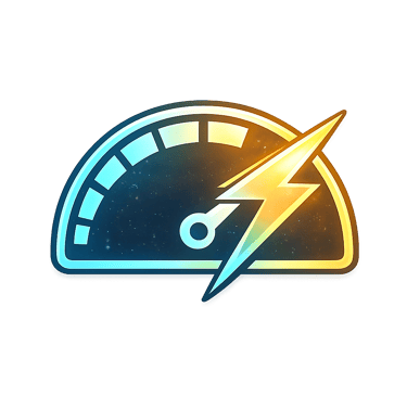 High speed performance icon with lightning bolt representing fast website loading and efficiency