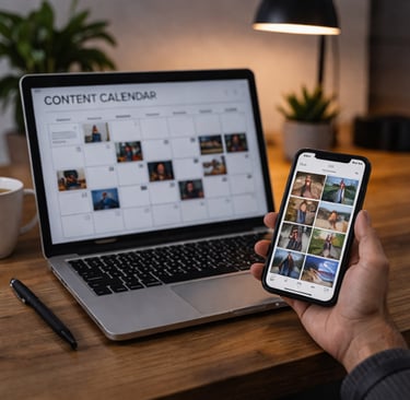 Social media content planning system with calendar for consistent brand posting