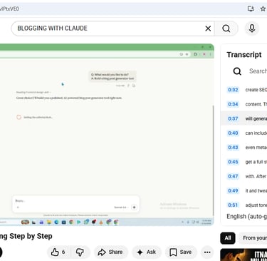 A YouTube transcript pasted into ChatGPT with a prompt asking for simple summary notes