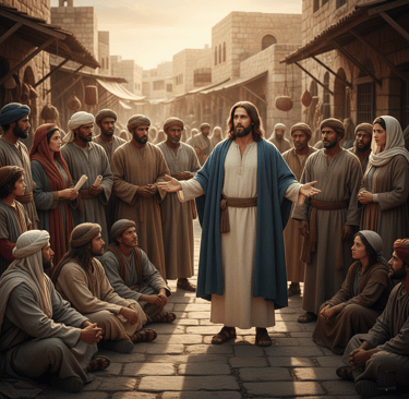 Jesús le habla a la gente en la calle imagen en la Página de Voces de amor y vida