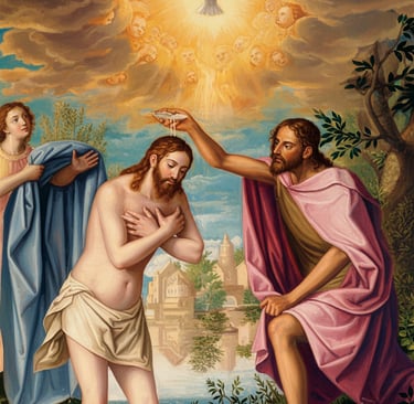 Jesús bautizado por San Juan imagen en la Página de voces de amor y vida