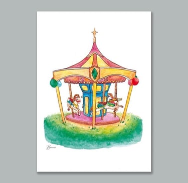 iagape x inHim watercolor postcards merry go round