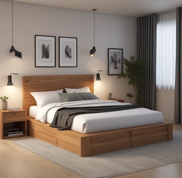 A living room with a large flat-screen television mounted on the wall, glowing warmly.