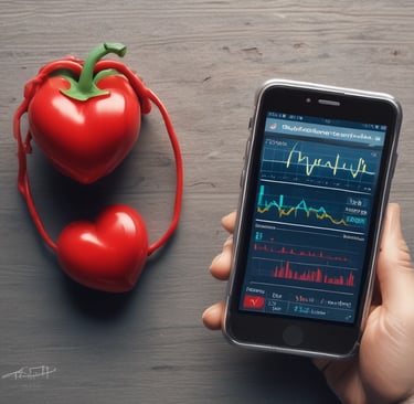 A close-up of a person using a heart rate monitor with a teal strap, showing the device screen displaying pulse data.