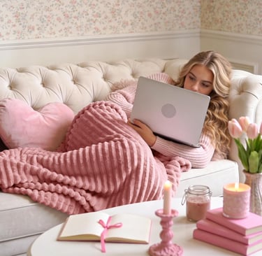 Throw blankets, cozy aesthetic decor.