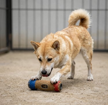 A cozy dog bed made from recycled materials in a sunlit living room corner.