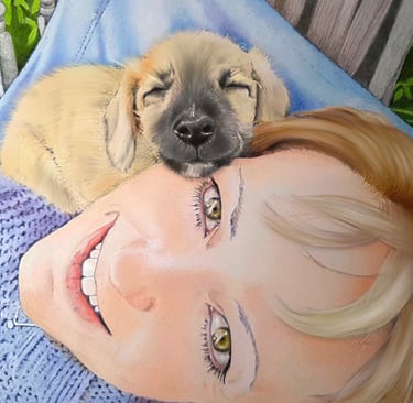 puppy mum mom pencil portrait whippet poodle, pencil art close up