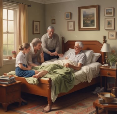 Residents sharing a cheerful meal together around a wooden dining table, laughter filling the air.