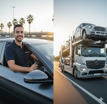 Comparaison entre convoyage automobile professionnel et transport sur plateau porte-voiture.