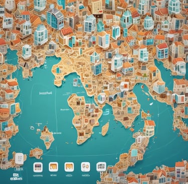 a person holding up a cell phone with a logo on it