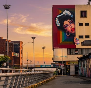mural calle 5 - atardecer Cali Colombia