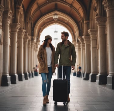 A colorful packing checklist with icons for clothes, gadgets, and toiletries.