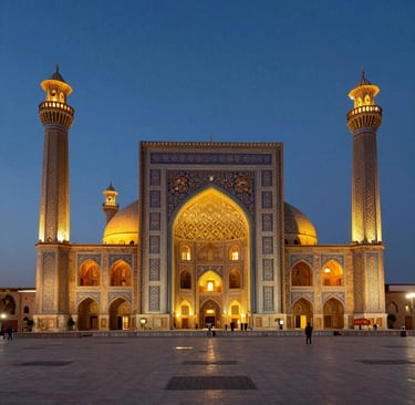 A welcoming office reception area with Islamic decor and a friendly staff member ready to assist visitors.