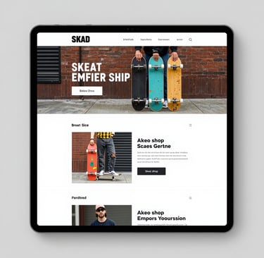 A landing page with a striking hero image and minimal text overlay.