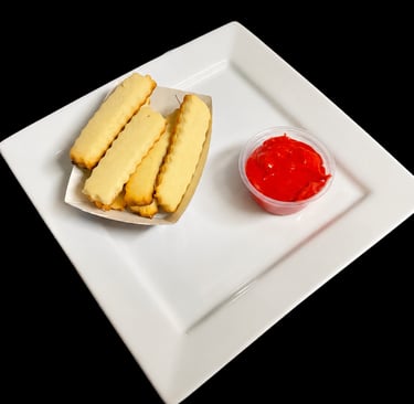 Sugar cookies Fries with a buttercream ketchup.