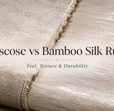 Viscose and bamboo silk rug texture showing a smooth and refined surface
