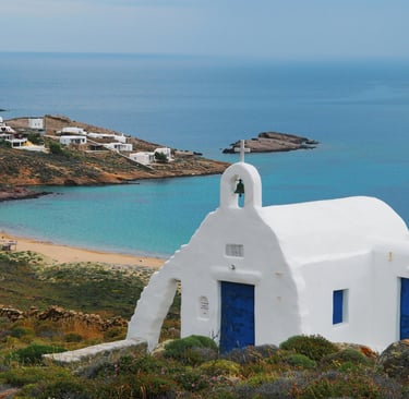 mykonos beach tour - Agios Sostis - white church