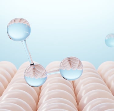 Particles of water, and micro image of the skin 