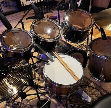 Drum set in Live Room A
