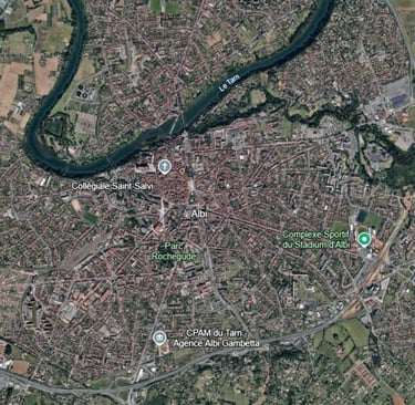 image google earth vue aerienne centre ville d'albi