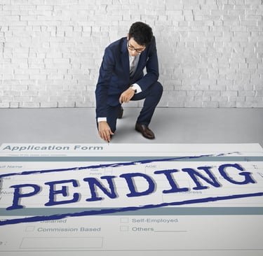Patent application paperwork showing pending status before patent approval