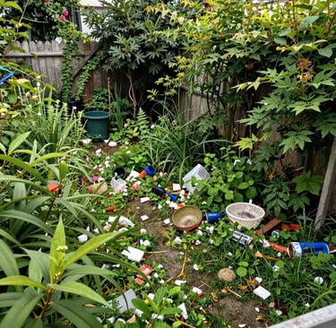 Exterior shot of a property entrance with visible condition notes on the door and surrounding area.