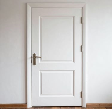 Close-up of a window frame and curtains with condition details noted.