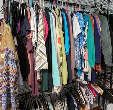 clothes hanging on a rack