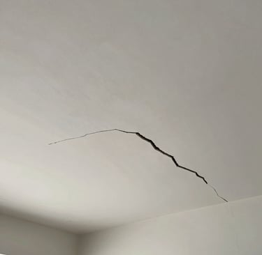drywall ceiling with crack