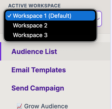 JazzySend multi-brand engine workspace toggle