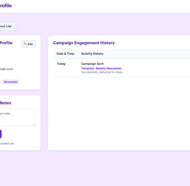 JazzySend subscriber management and audience list dashboard