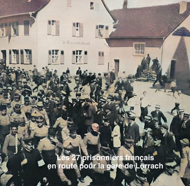 Prisonniers français en route pour la gare de Lörrach