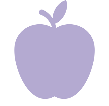 Lila alma ikon szárral és levéllel fehér háttérrel, gyümölcsök és egészséges táplálkozás grafikákhoz