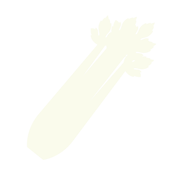 Minimalista, lapos illusztráció egy friss zellerszárról zöld levelekkel fehér háttér előtt.