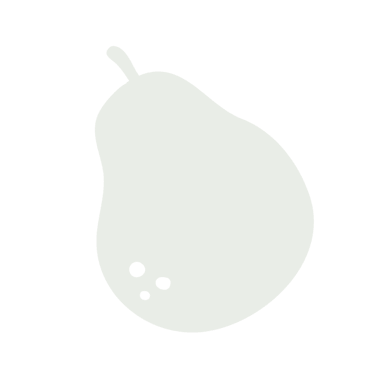 Minimalista, világoszöld körte sziluett ikon fehér háttér előtt.